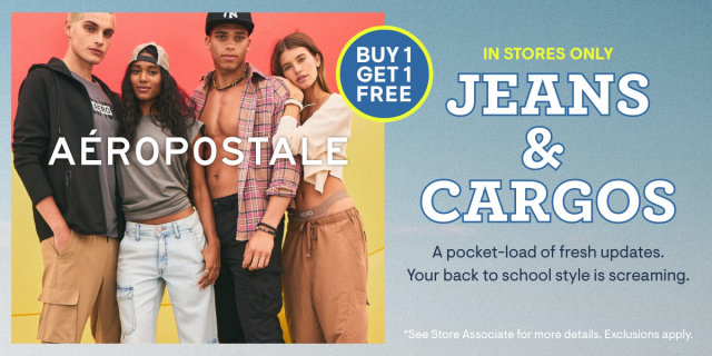 Aero BOGO on ALL Jeans + Cargos icon